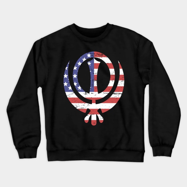 American Flag Sikh Khanda Crewneck Sweatshirt by MeatMan